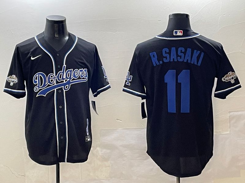 Men Los Angeles Dodgers #11 R.Sasaki Black Fashion Game 2025 Nike MLB Jersey style 306